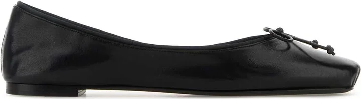Black Nappa Leather Charlotte Ballerinas