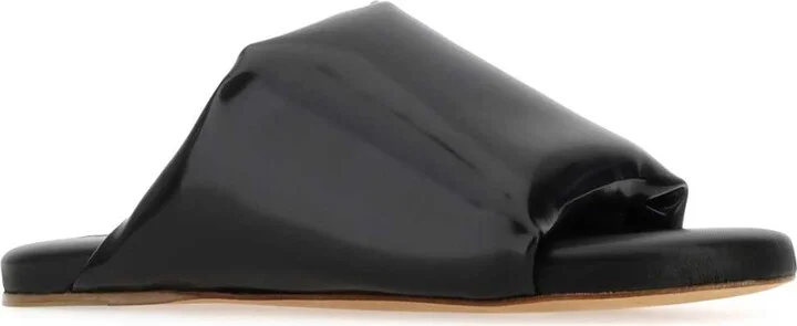 Black Nappa Leather Cushion Sandals - Image 2
