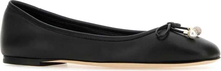 Black Nappa Leather Elme Ballerinas - Image 2