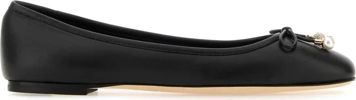 Black Nappa Leather Elme Ballerinas