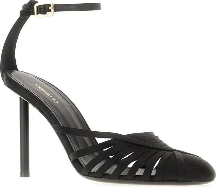 Black Nappa Leather Ermelia Pumps - Image 2