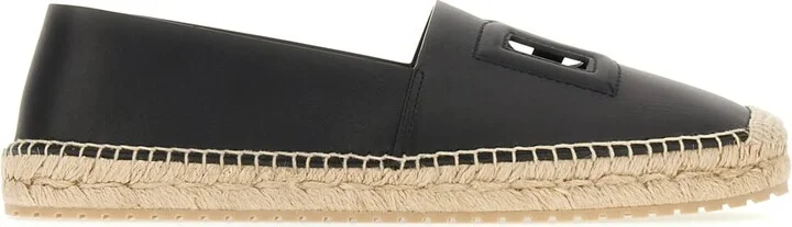 Black Nappa Leather Espadrilles