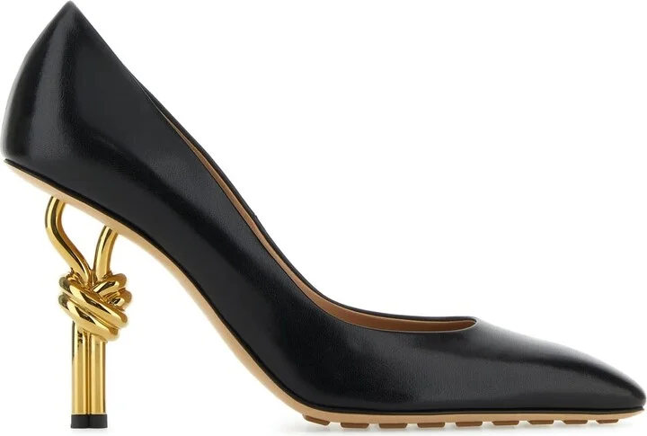 Black Nappa Leather Knot Pumps