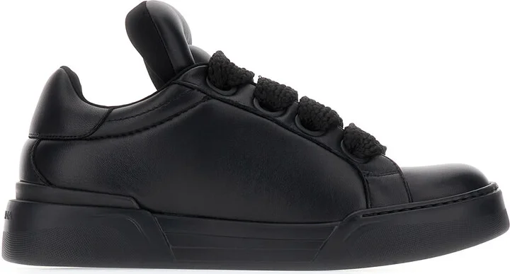 Black Nappa Leather Mega Skate Sneakers