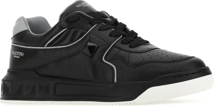 Black Nappa Leather One Stud Sneakers - Image 2