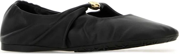 Black Nappa Leather Pebble Ballerinas - Image 2