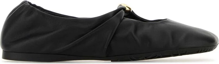 Black Nappa Leather Pebble Ballerinas