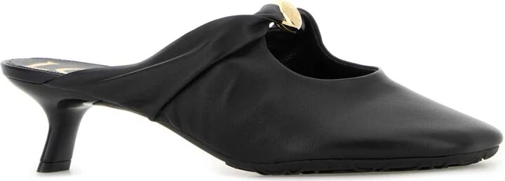 Black Nappa Leather Pebble Mules - Image 2