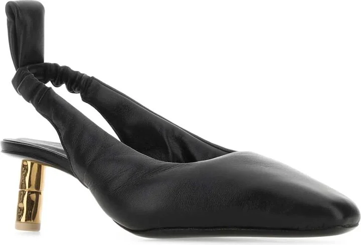 Black Nappa Leather Puffy Pumps - Image 2