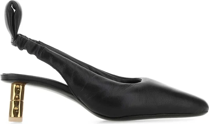 Black Nappa Leather Puffy Pumps