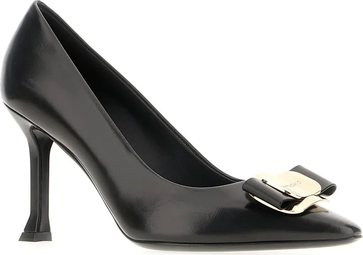 Black Nappa Leather Pumps - Image 2