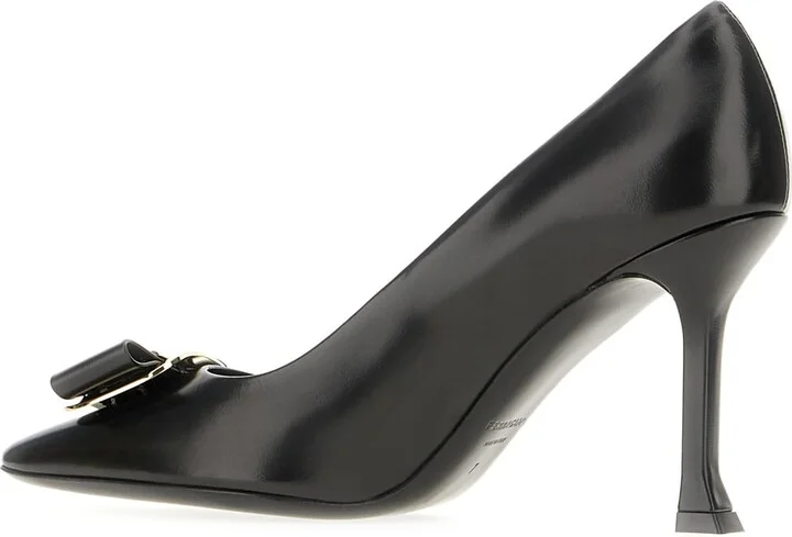 Black Nappa Leather Pumps - Image 3