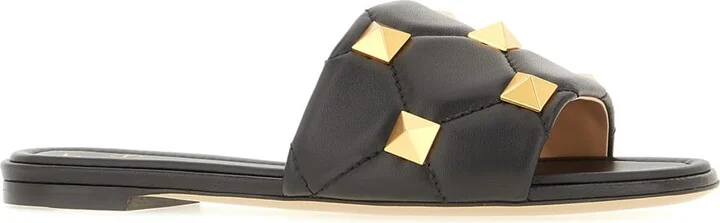 Black Nappa Leather Slippers - Image 2