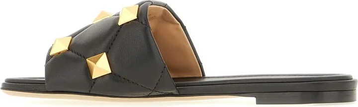 Black Nappa Leather Slippers - Image 3