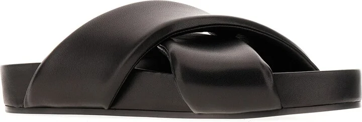Black Nappa Leather Slippers - Image 2