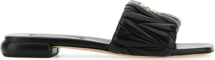 Black Nappa Leather Slippers