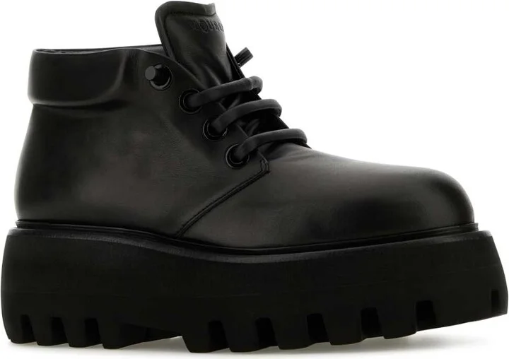 Black Nappa Leather Sofa Lace-up Shoes - Image 2