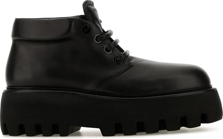 Black nappa leather Sofa lace-up shoes