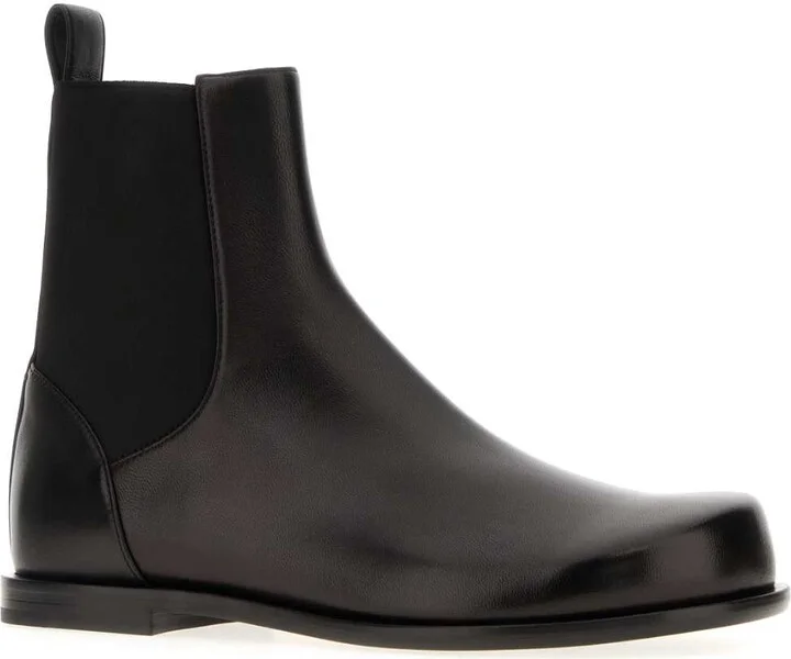 Black Nappa Leather Squared Ff Ankle Boots - Image 2