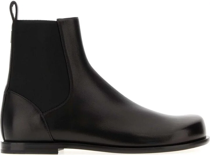 Black Nappa Leather Squared Ff Ankle Boots