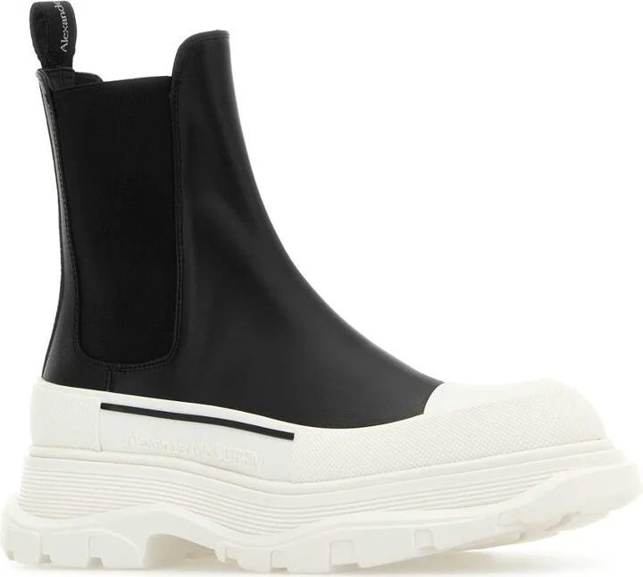 Black Nappa Leather Tread Slick Ankle Boots - Image 2