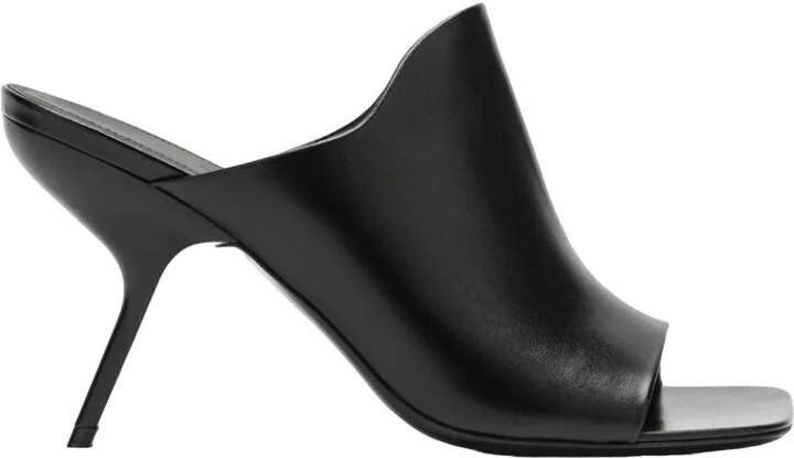 Black Nappa Open-Toe Slide Sandals