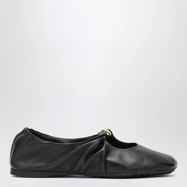 Black nappa pebble ballerina