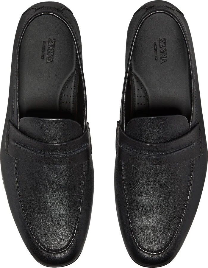 Black Natural Grain Leather Loafer - Image 2
