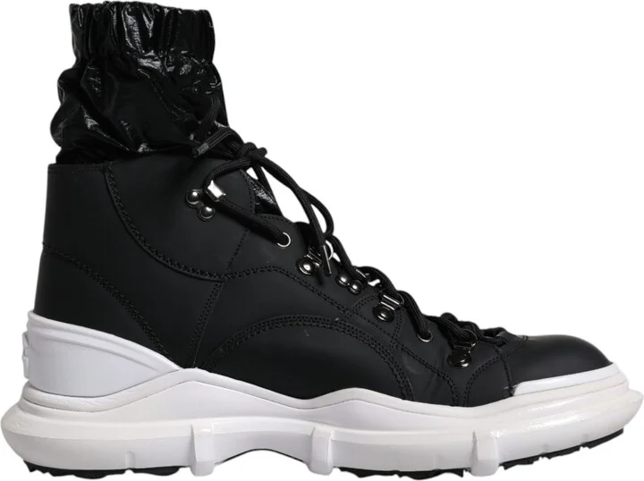 Black Nylon Galileo High Top Sneakers Men's Shoes