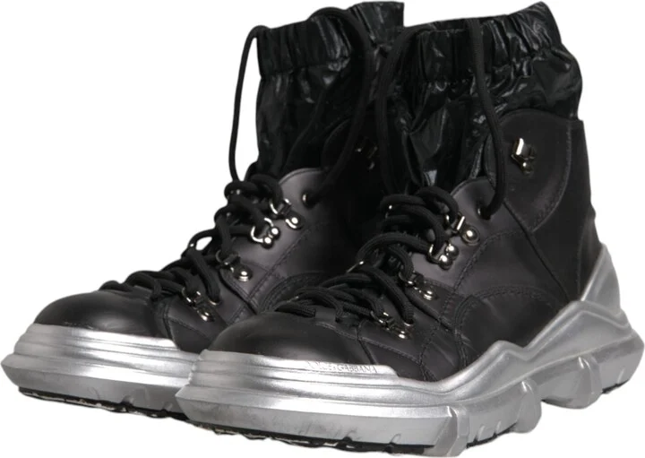 Black Nylon Galileo High Top Sneakers Men's Shoes (Pre-Owned) - Image 4