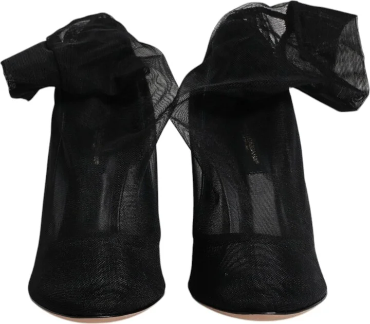 Black Nylon Mesh Sock Style Boots Women's Shoes - Image 2
