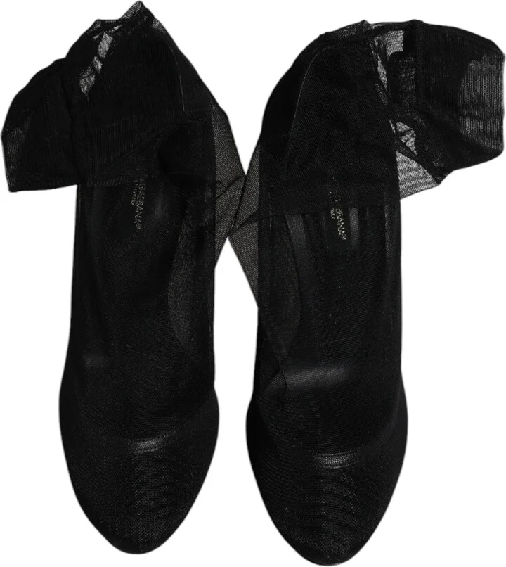 Black Nylon Mesh Sock Style Boots Women's Shoes - Image 3