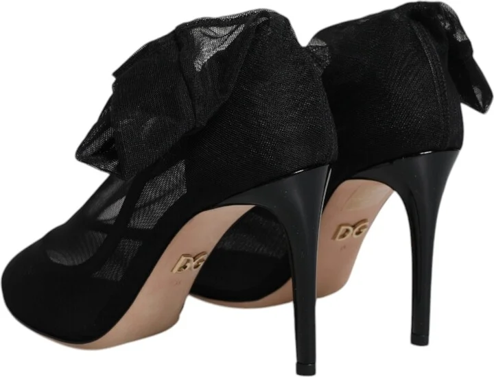 Black Nylon Mesh Sock Style Boots Women's Shoes - Image 5