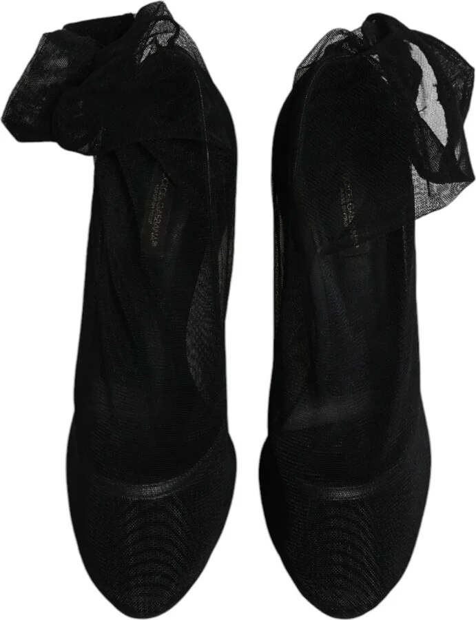 Black Nylon Mesh Sock Style Boots Women's Shoes (Pre-Owned) - Image 3