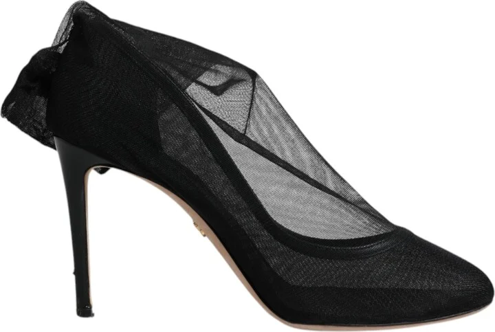 Black Nylon Mesh Sock Style Boots Women's Shoes (Pre-Owned)