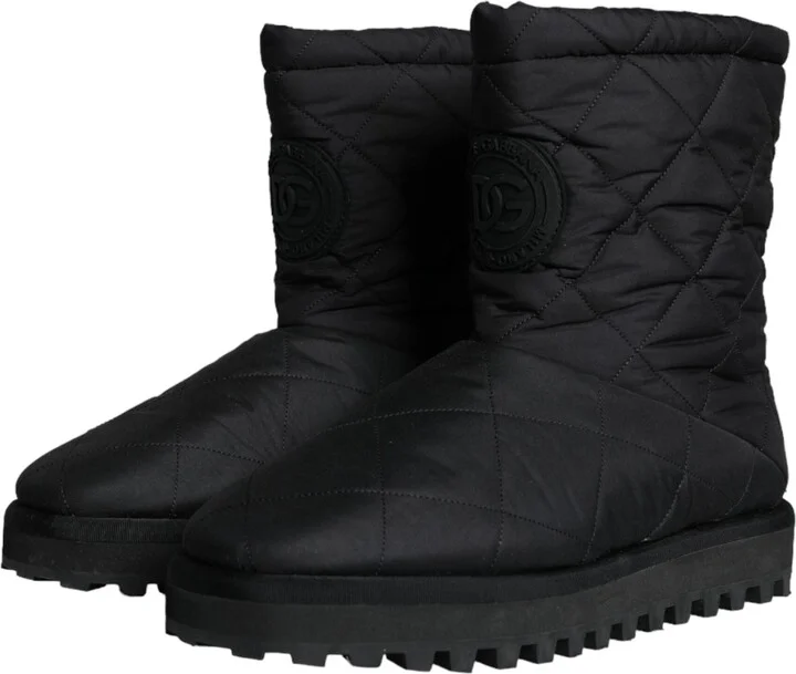 Black Nylon Padded Mid Calf Men Boots Men's Shoes - Image 3