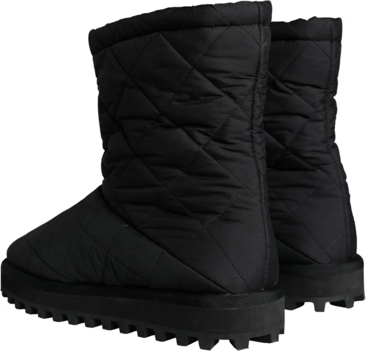 Black Nylon Padded Mid Calf Men Boots Men's Shoes - Image 4