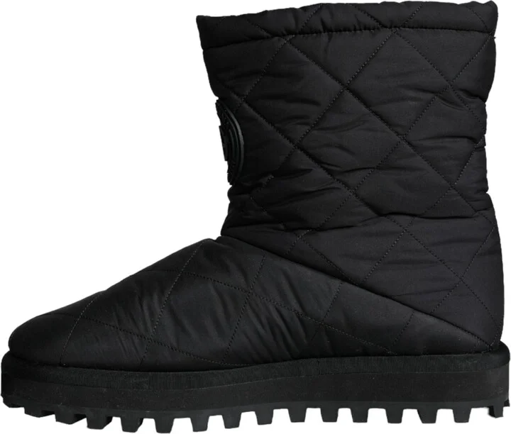 Black Nylon Padded Mid Calf Men Boots Men's Shoes - Image 5