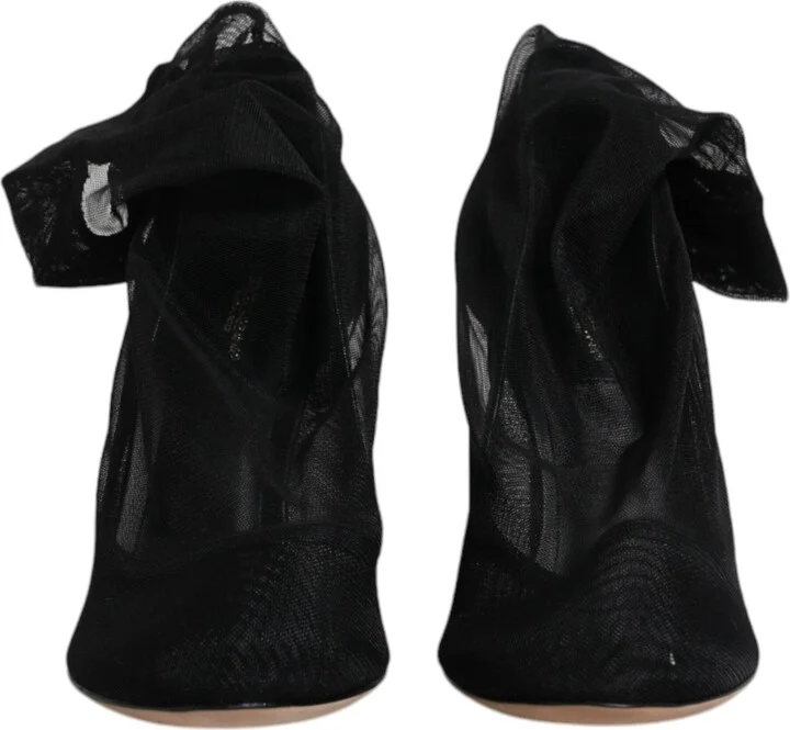 Black Nylon Stretch Mesh Sock Boots Women's Shoes - Image 2