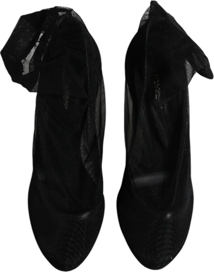 Black Nylon Stretch Mesh Sock Boots Women's Shoes - Image 3