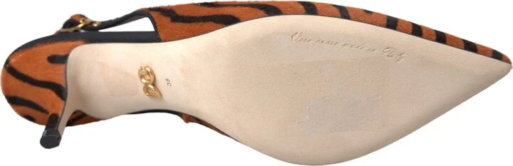 Black Orange Zebra Leather Slingbacks Women's Shoes - Image 6