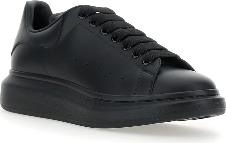 Black Oversize Sneakers With Logo Lettering On The Heel In Leather Man - Image 2