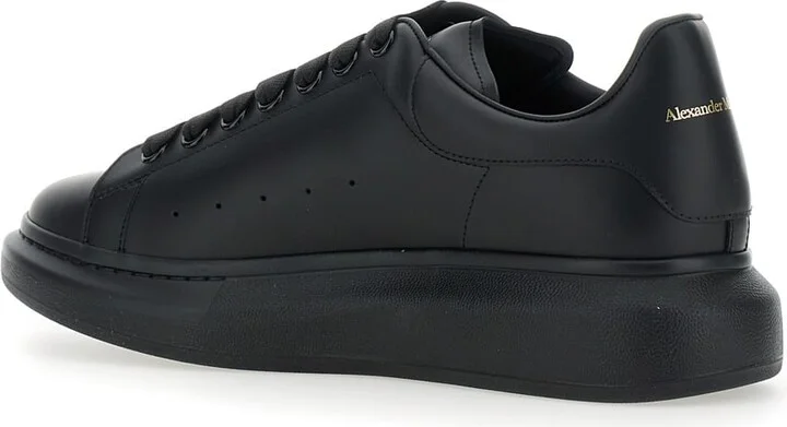 Black Oversize Sneakers With Logo Lettering On The Heel In Leather Man - Image 3