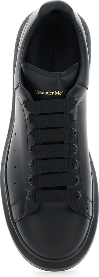Black Oversize Sneakers With Logo Lettering On The Heel In Leather Man - Image 4