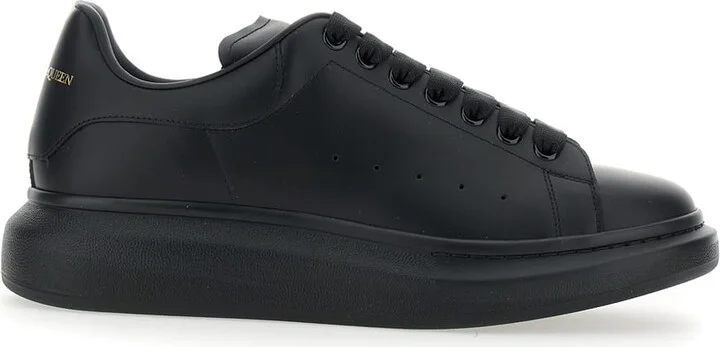 Black Oversize Sneakers With Logo Lettering On The Heel In Leather Man