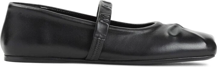 Black Ovine Leather Mary Jane Ballerinas