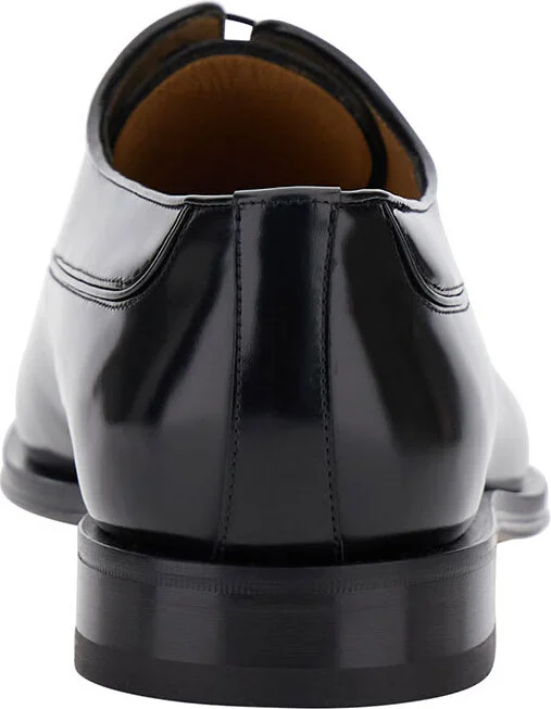Black Oxford Lace-up With Toe Cap Detail In Brushed Leather Man - Image 4