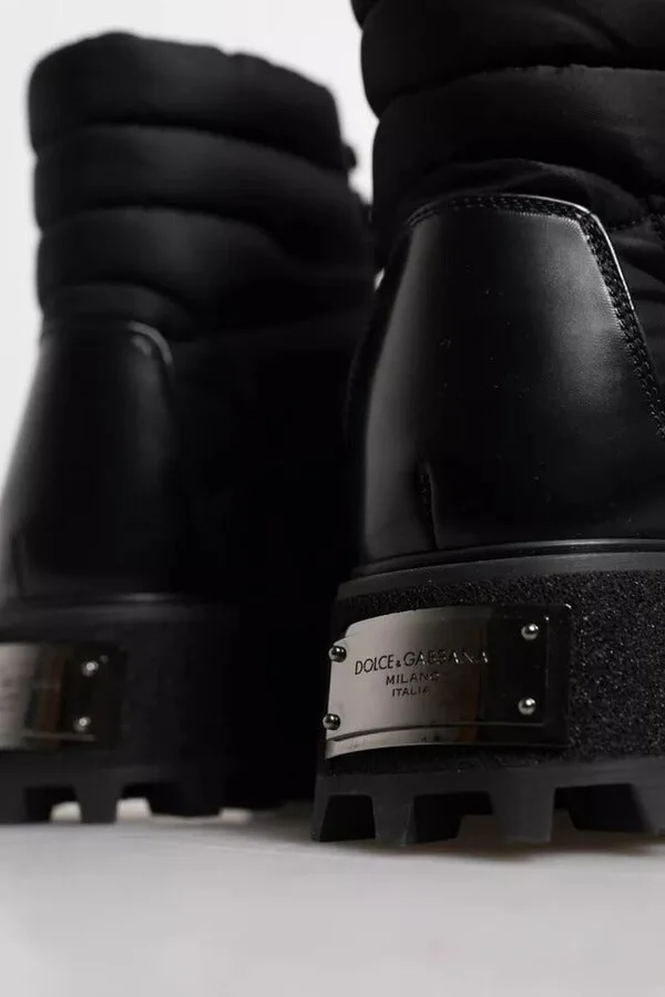 Black Padded Mid Calf Lace Up Boots Men's Shoes - Image 3
