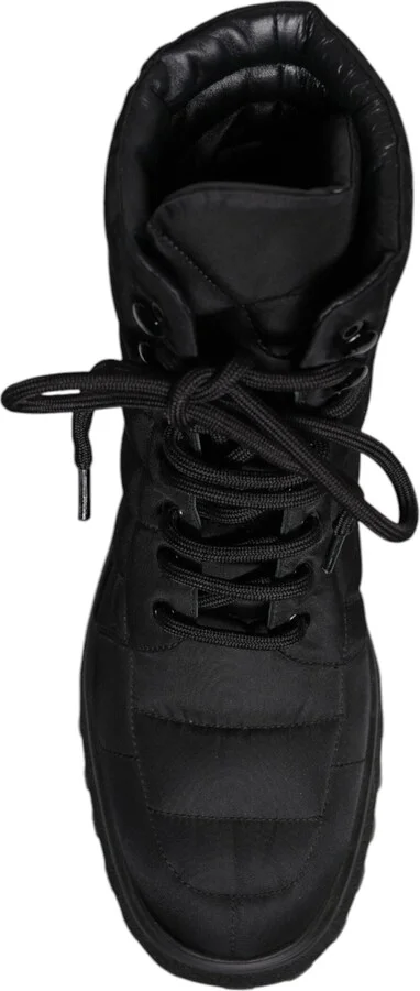 Black Padded Mid Calf Lace Up Boots Men's Shoes - Image 4