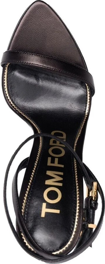 Black Padlock Pointy Naked 105 Leather Sandals - Image 4